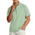 thumbnail image 1 of LNZGNM Men's Quarter Zip Sweatshirts Big and Tall Pullover Casual Mock Neck Short Sleeve 1/4 Zipper Pullover Sweatshirt Daily Wear Pullover Tops,Mint Green 2XL, 1 of 5