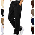 thumbnail image 1 of LNZGNM Men's Straight Leg Sweatpants Casual Elastic Drawstring Waist Open‑Hem Daily Workout Wear with Deep Side Pockets, Black (S), 1 of 6
