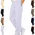 thumbnail image 1 of LNZGNM Men's Straight Leg Sweatpants Casual Elastic Drawstring Waist Open‑Hem Daily Workout Wear with Deep Side Pockets, White (L), 1 of 6