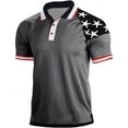 thumbnail image 1 of LNZGNM Men's USA 250th Anniversary Print Polo Shirt Short Sleeve Button Down Golf Shirt Sports Lapel Golf Polos Parade Top,Gray 3XL, 1 of 2