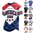 thumbnail image 1 of LNZGNM Men's USA Soccer Jersey 2026 Country Team Crewneck Short Sleeve Fan International Football Shirt Retro Streetwear Top,Light Blue(L), 1 of 7