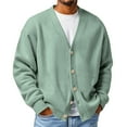 thumbnail image 1 of LNZGNM Men's Waffle Cardigans V Neck Big and Tall Sweaters Button Front Lightweight Long Sleeve Cardigans Loose Fit Casual Winter Top,Light Green S, 1 of 5