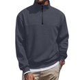 thumbnail image 1 of LNZGNM Mens 1/4 Zip Shirt Stand Collar Breathable Solid T-Shirts Lightweight 1/4 Zip Up Long Sleeve Sweatshirt Casual Running Top,Dark Gray L, 1 of 5