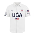 thumbnail image 1 of LNZGNM Mens 250 Anniversary USA Button Down Shirts American Flag Short Sleeve Shirt Fashion Collared Patriotic Hawaiian Shirts Summer Tops,White 3XL, 1 of 4