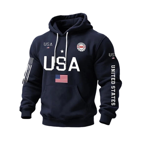 LNZGNM Mens 250th Anniversary Hoodies USA Flag Waffle Sweatshirts Crewneck Patriotic 1776-2026 Pullover Casual Outdoor Tops,Black 4XL