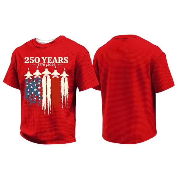 LNZGNM Mens 4th of July Shirts 250 Anniversary USA Star Stripes Graphic Patriotic T-Shirt Casual Short Sleeve Crewneck Shirts Summer Tees,Red S