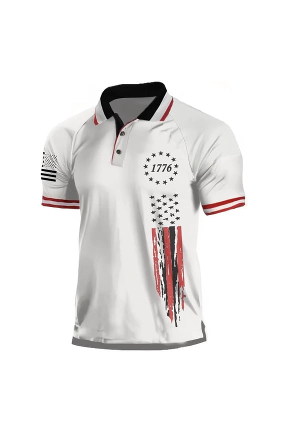 Mens American Flag Polo Shirt 250 Anniversary USA Short Sleeve Golf Shirt Star Stripes Patriotic Lapel Golf Polos Fashion Memorial Day Pullover,Red L
