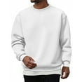 thumbnail image 1 of LNZGNM Mens Crewneck Sweatshirts Lightweight Thermal Mens Sweatshirt Solid Plain Long Sleeve Fleece Pullover Casual Mens Sweater Winter Clothes, White 2XL, 1 of 4