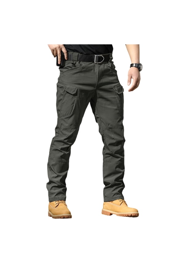 Mens Fleece Lined Cargo Pants Ripstop Water Resistant Tactical Pants Lightweight Breathable Work Pants Multi Pockets Casual Travel Trousers,Gray 3XL