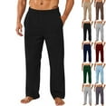 thumbnail image 1 of LNZGNM Mens Fleece Pajama Pants Warm Winter Fleece Pajamas Pants Men Fuzzy Sleep Pants Loose Mid-Weight Pajamas Casual Mens Pajama Pants with Pockets, Black XL, 1 of 6