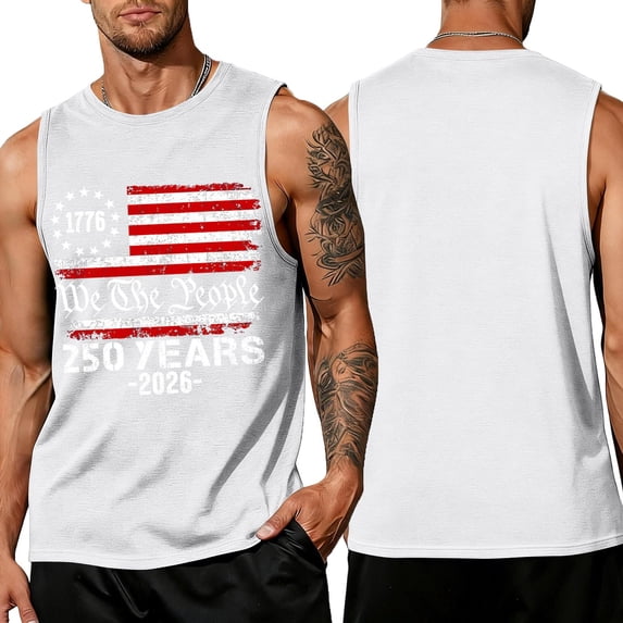 LNZGNM Mens Graphic Tank Tops Plus Size 4th of July Shirts Stylish American Flag Muscle Sleeveless Tank Tops Gym Tee Shirts,White XL