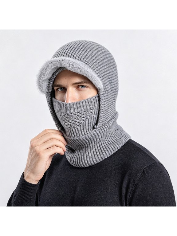 Mens Knit Fleece Balaclava Chic Flexible Warm Lightweight Winter Face Mask for Daily Wear Fine Headwear