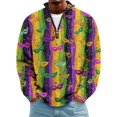 thumbnail image 1 of LNZGNM Mens Mardi Gras Shirts 1/4 Zip Up Big and Tall Printed Sweatshirts Stand-Up Collar Long Sleeve Top Casual Carnival Outerwear,Orange 2XL, 1 of 7
