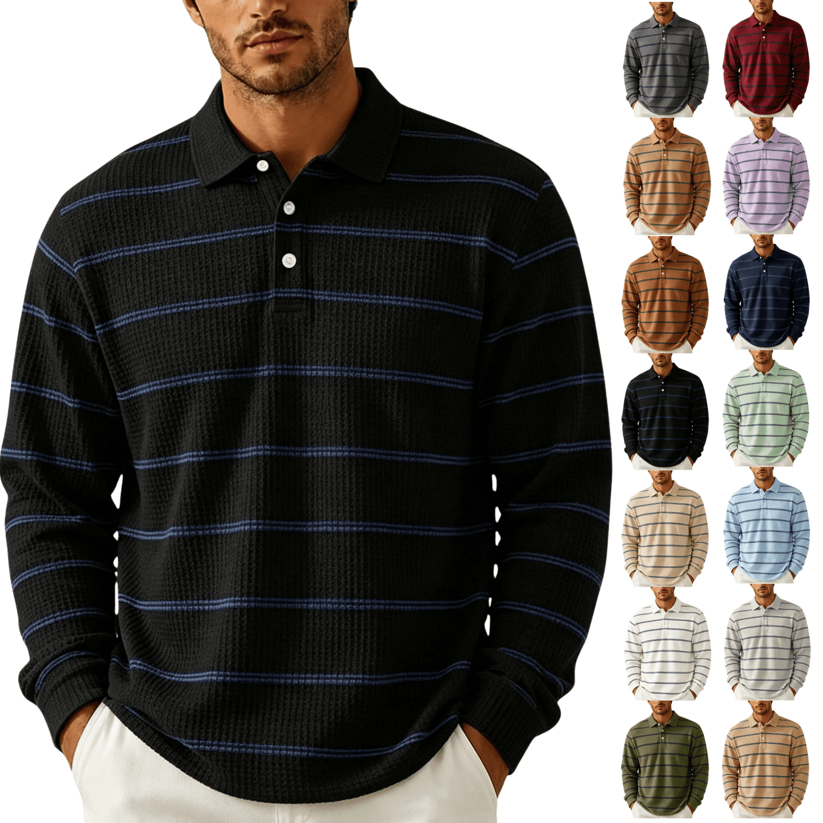 Pattern Beauty Merch LNZGNM Mens Polo Shirts Flat Knit Collar Slim Fit Roll Tab Sleeve Pique ...