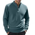 thumbnail image 1 of LNZGNM Mens Quarter Zip Pullover Mock Neck Long Sleeve 1/4 Zip Pullover Mens Casual Quarter Zip Sweatshirt Midweight Winter Fleece Sweatshirts for Men, Dark Green S, 1 of 3