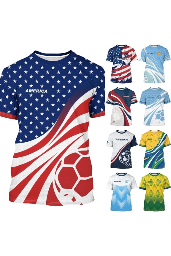 Mens Soccer Jersey Men's Clothing Short Sleeve Top Adult Sports Fan T Shirts for Men Women,Blue(24)