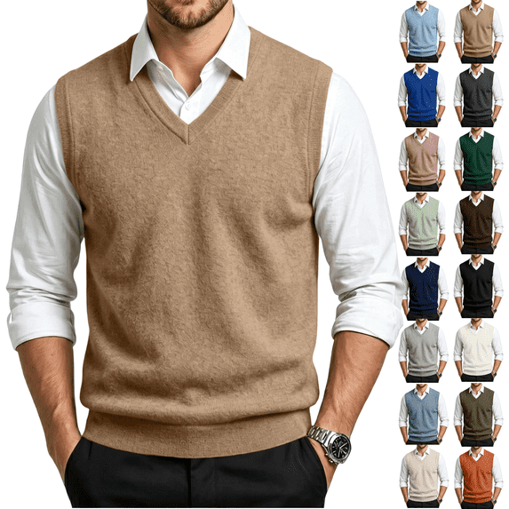 LNZGNM Mens Solid Knit Vests Versatile Look Casual Look Ribbed Trim ...