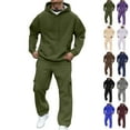 thumbnail image 1 of LNZGNM Mens Sweatsuit Athletic Track Suits Mens Casual Hooded Sweatshirt and Sweatpant Autumn Jogging Suit with Pockets, Dark Green 3XL, 1 of 9