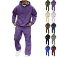 thumbnail image 1 of LNZGNM Mens Track Suits 2 Piece Set Athletic Sweatsuits for Men Autumn Pullover Hoodie and Sweatpants Set Casual Jogging Suits Sets with Pockets, Purple XL, 1 of 9