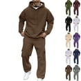 thumbnail image 1 of LNZGNM Mens Track Suits 2 Piece Set Sports Mens Sweatsuit Autumn Hoodie and Sweatpants Set Casual Outfits with Pockets, Brown L, 1 of 9