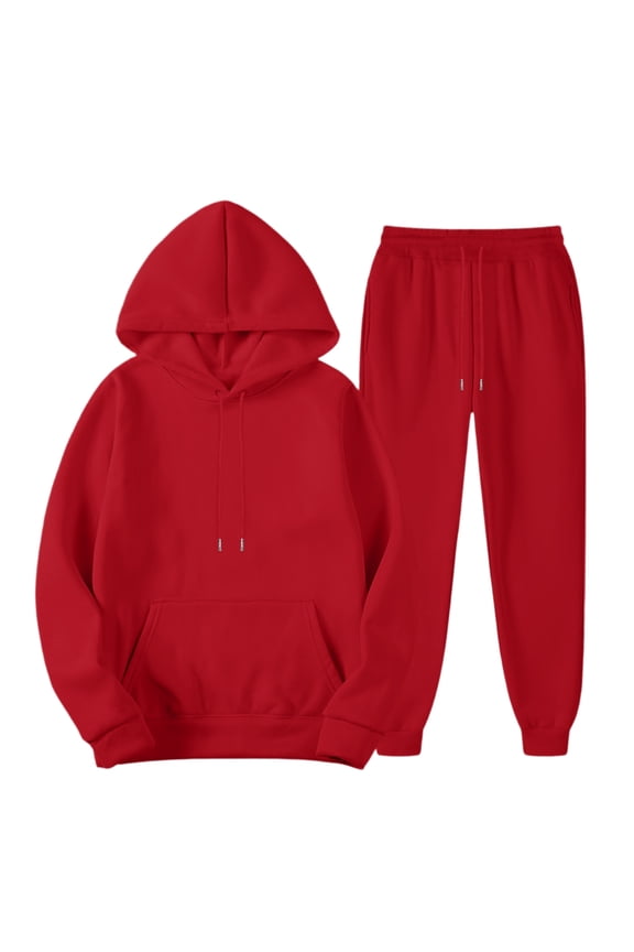 Mens Track Suits 2 Piece Set Workout Sweat Suits Men Autumn Pullover Hoodie and Sweatpants Set Casual Sweatpants Set Athletic Outfit Sets, Red L