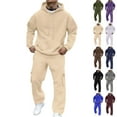 thumbnail image 1 of LNZGNM Mens Track Suits 2 Piece Set Workout Sweatsuits for Men Set Autumn Sweatshirt and Sweatpants Set Casual Sportswear Tracksuits with Pockets, Beige L, 1 of 9