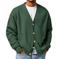 thumbnail image 1 of LNZGNM Mens Waffle Cardigan Sweater V-Neck Big and Tall Sweaters Button Down Lightweight Long Sleeve Cardigans Loose Fit Casual Daily Wear Top,Dark Green 2XL, 1 of 5