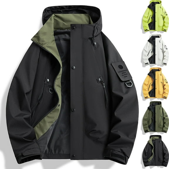 LNZGNM Mens Windbreaker M-3XL Windproof Winter Jacket Casual Breathable Hooded Men's Lightweight Jackets Adjustable Neckline Running Windbreaker, Black 2XL