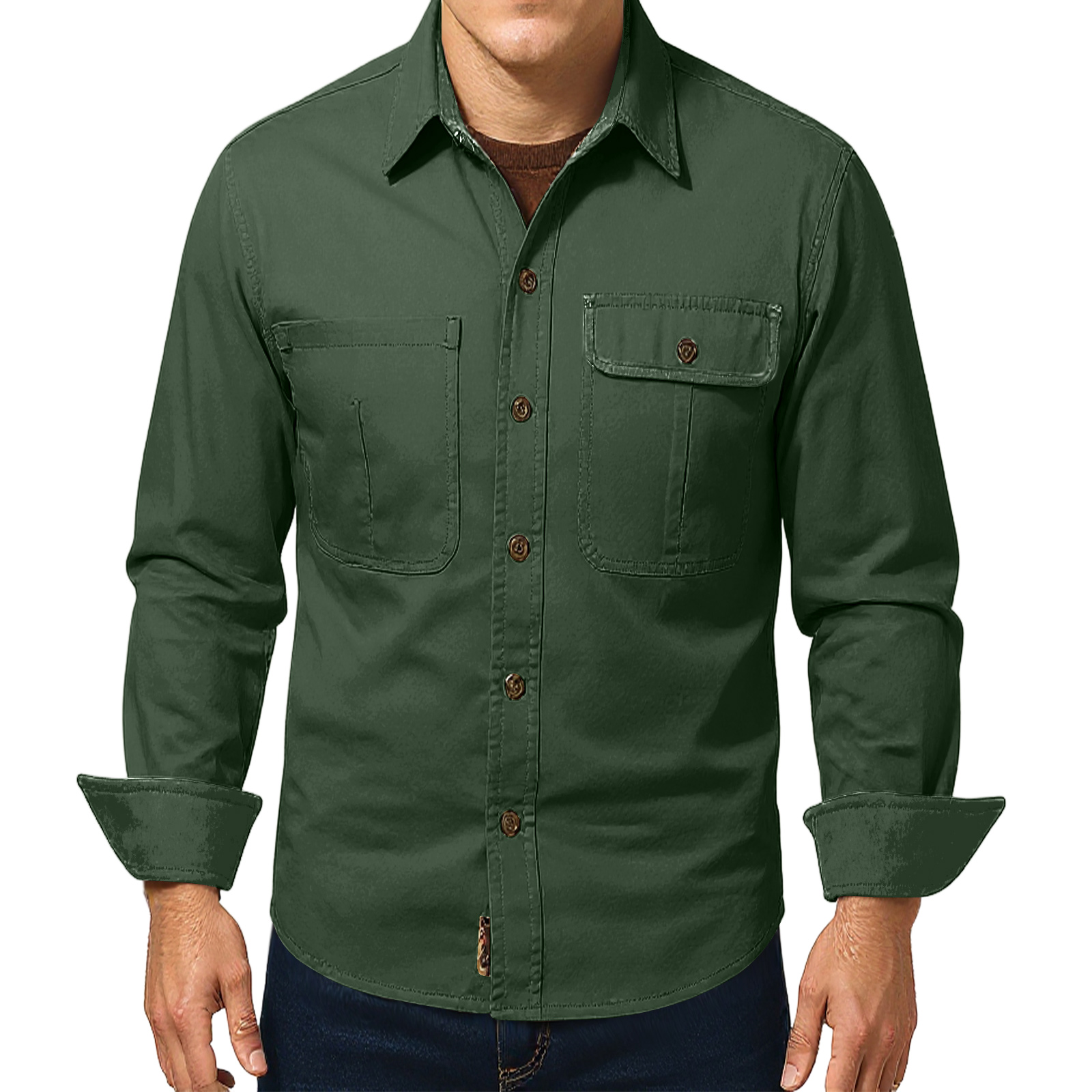 LNZGNM Mens Work Utility Shirts Regular Fit Industrial Long Sleeve ...