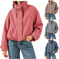 thumbnail image 1 of LNZGNM Plaid Bomber Jacket for Women Zip Up Stand Collar Long Sleeve Jackets Elastic Cuff Loose Lightweight Fall Winter Coat with Pockets,Red (L), 1 of 5