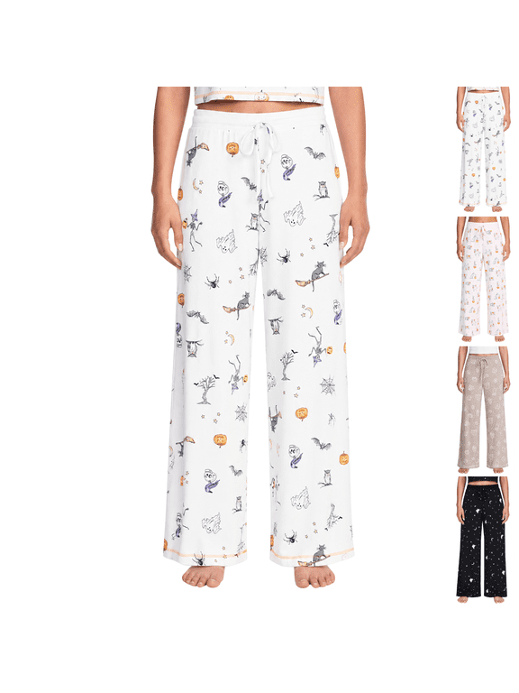 Pumpkin Pajama Pants for Women Drawstring Waist Cuffed Ankles Comfortable Soft Clothes for Autumn Days, (S)