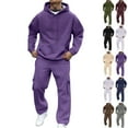 thumbnail image 1 of LNZGNM Purple Track Suits Mens Athletic Sweatsuits for Men Set Autumn Pullover Hoodie and Sweatpants Set Casual Sportswear Tracksuits with Pockets, Purple L, 1 of 9