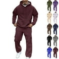 thumbnail image 1 of LNZGNM Red Sweat Suits Men Sports Mens Track Suits 2 Piece Set Casual Pullover Hoodie and Sweatpants Set Autumn Jogging Suits Sets with Pockets, Wine M, 1 of 9
