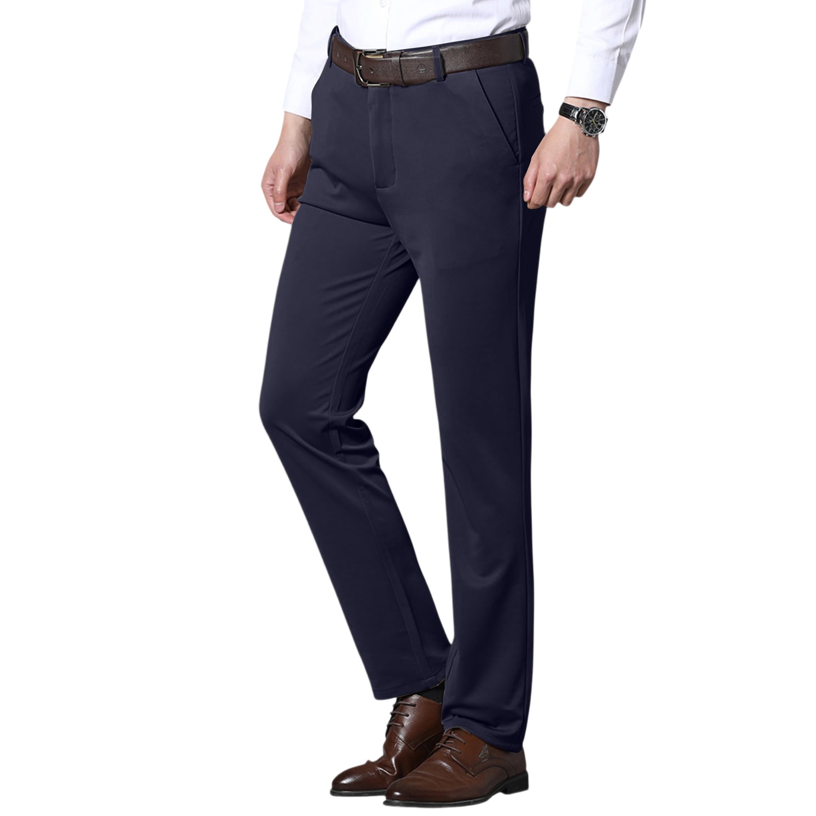 LNZGNM Slim Fit Dress Pants for Men Pleated Front Straight Leg Dress ...