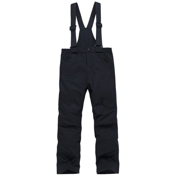 LNZGNM Snow Bibs Kids 8-12Y Insulated Waterproof Cozy Ski Pants Windproof Warm Snowsuits Winter Cute Ski Clothes with Pockets for Girls Boys for Snow Sport, Black, S