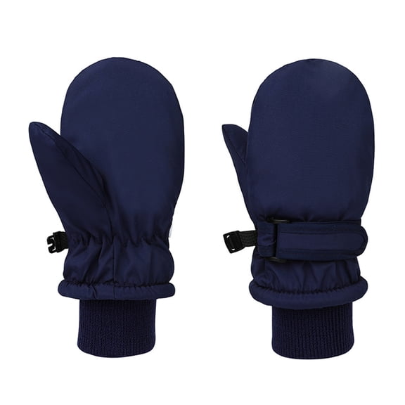 LNZGNM Snow Ski Mittens Waterproof Thermal Ski Gloves Trendy Lined Dinosaurs Print Gloves for Infant for Gift, Dark Blue, S