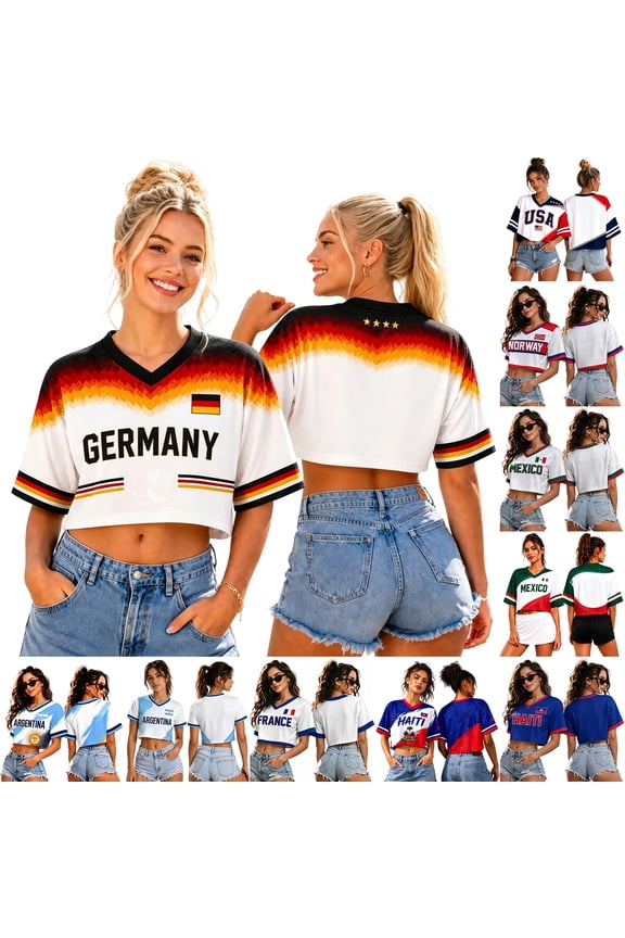 Soccer Cup 2026 Cropped Shirts World Soccer Fans Jersey Short Sleeve V-Neck Sport Tee Summer,Sky Blue(XXL)