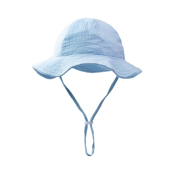 LNZGNM Summer Breathable Baby Sun Hat with Chin Strap Fashion Yarn Hat for Outdoor, Blue