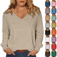 thumbnail image 1 of LNZGNM Sweaters for Women Long Sleeve V-neck Ribbed Oversized Lightweight Cozy with Stretch Sweater Fall Outing Comfort,Blue(XXL), 1 of 9