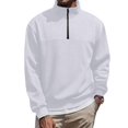 thumbnail image 1 of LNZGNM Sweatshirts for Men Stand-Up Collar Breathable Solid T-Shirts Lightweight 1/4 Zip Up Long Sleeve Sweatshirts Athletic Running Top,White XL, 1 of 5