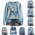 thumbnail image 1 of LNZGNM Sweatshirts for Women Loose Long Sleeve Tops Cute Dog Print Fashion Comfort Streetwear for Holiday Season,(L), 1 of 5