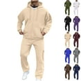 thumbnail image 1 of LNZGNM Sweatsuits for Men Workout Mens Track Suits 2 Piece Set Casual Sweatshirt and Sweatpants Set Fall Sportswear Tracksuits with Pockets, Beige L, 1 of 8