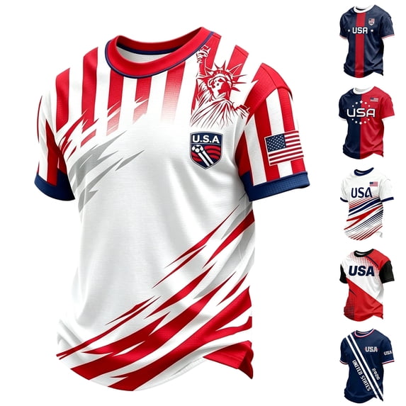 LNZGNM USA Soccer Jerseys for Men Women Jersey Shirts Athletic Training Jersey Casual Short Sleeve T-Shirts,Royal Blue(L)