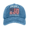 thumbnail image 1 of LNZGNM Unisex 250 Years Anniversary Hat Baseball Hat Distressed Washed Baseball Hat Stylish Adjustable Flag Letter Print Patriotic Trucker Hat Independence Day Dad Hats,Light Blue, 1 of 7
