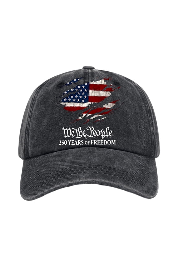 Unisex USA 250th Anniversary Hat Distressed Washed Baseball Hat Stylish Adjustable Flag Letter Print Patriotic Golf Cap Independence Day Veterans Gifts,Black
