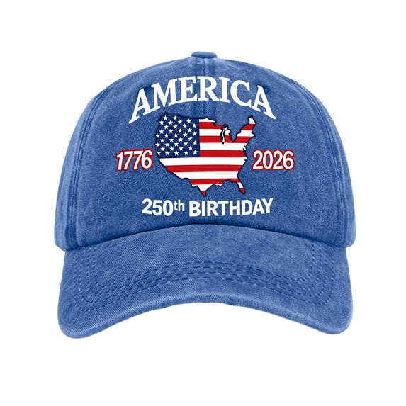 LNZGNM Unisex 250th Anniversary USA Baseball Cap Distressed Washed Baseball Hat Retro Adjustable Golf Cap Outdoor Veterans Gifts,Royal Blue