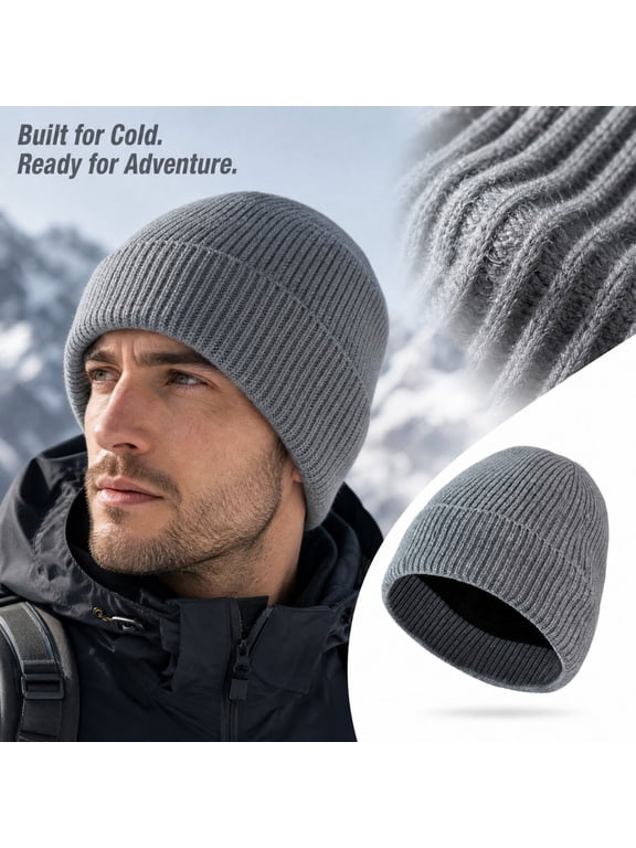 Unisex Knit Fleece Beanie for Women Fold Over Cuff Stretchy Flexible Warm Ribbed Casual Lightweight for Travel Cool Item