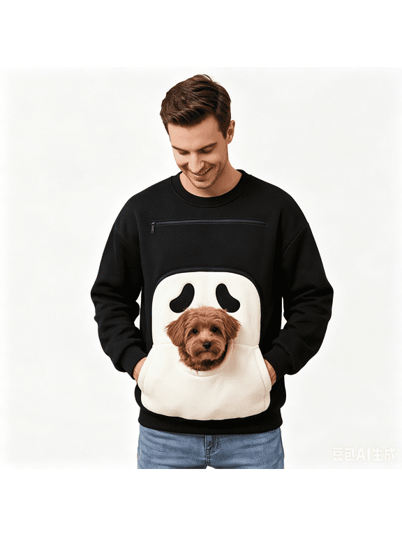 Unisex Pet Carrier Hoodies Halloween Dog Cat Carrier Fleece Sweatershirts Animal Holder With Front Pocket Carry Pouch Tops,Black (XXXL)