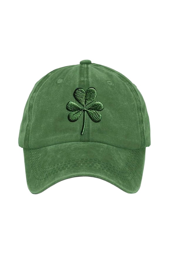 Unisex St Patricks Day Clover Cap Embroidered Cotton Adjustable Baseball Cap Vintage Distressed Dad Hat Outdoor Sun Hat,Green