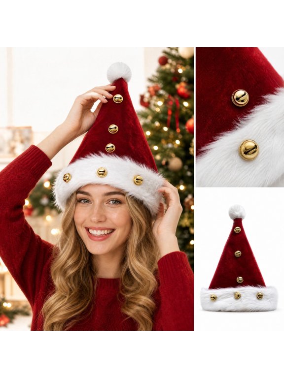 Unisex Velvet Plush Santa Hat for Women Classic Soft Stretchy Comfortable Easy Stylish for Christmas Smart Staple